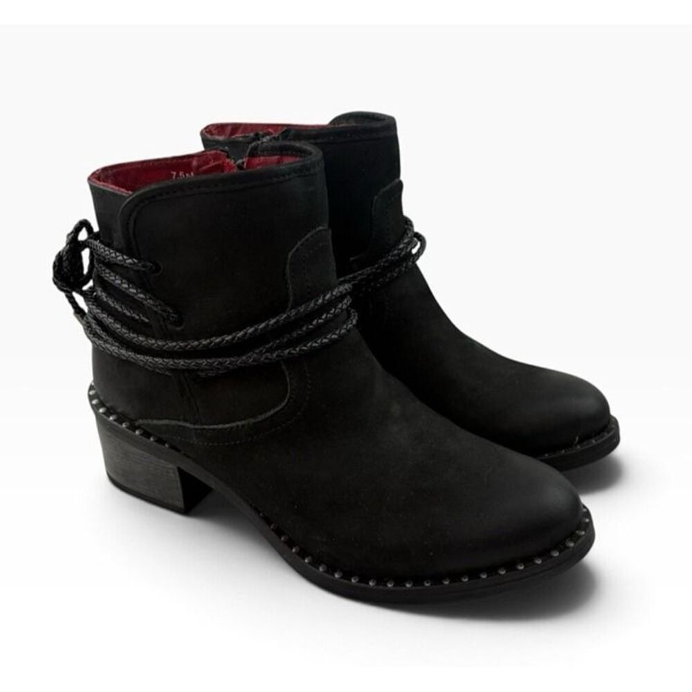 *Ferrini Footwear Ankle Booties Size 7.5 Black Leather Western Cowgirl Festival